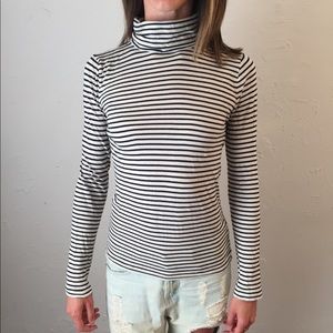 White striped turtleneck